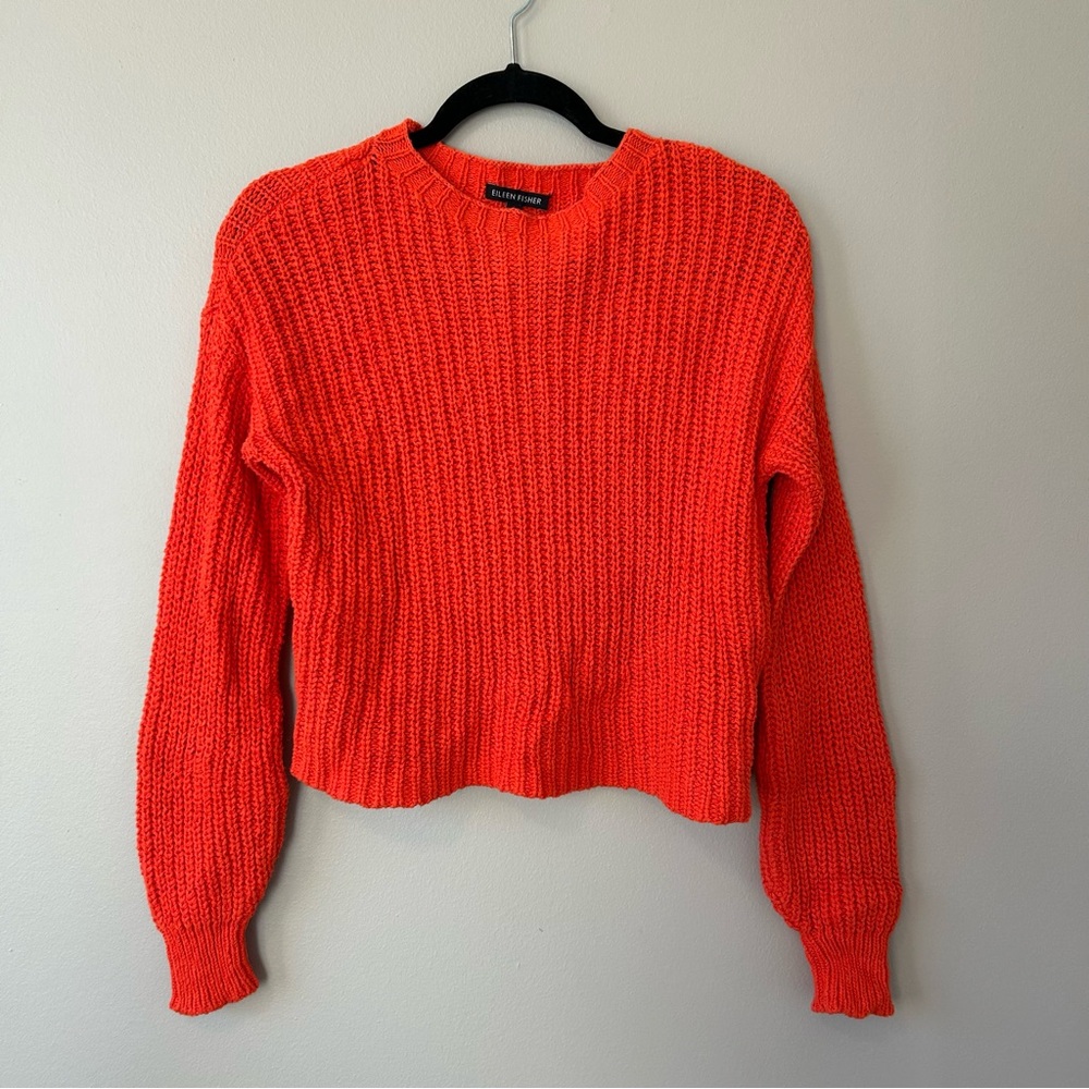 Eileen Fisher Vibrant Orange Crew Neck Sweater